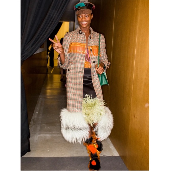 Prada Jackets & Blazers - Stylish and rare Prada Fur-Trimmed Plaid Coat